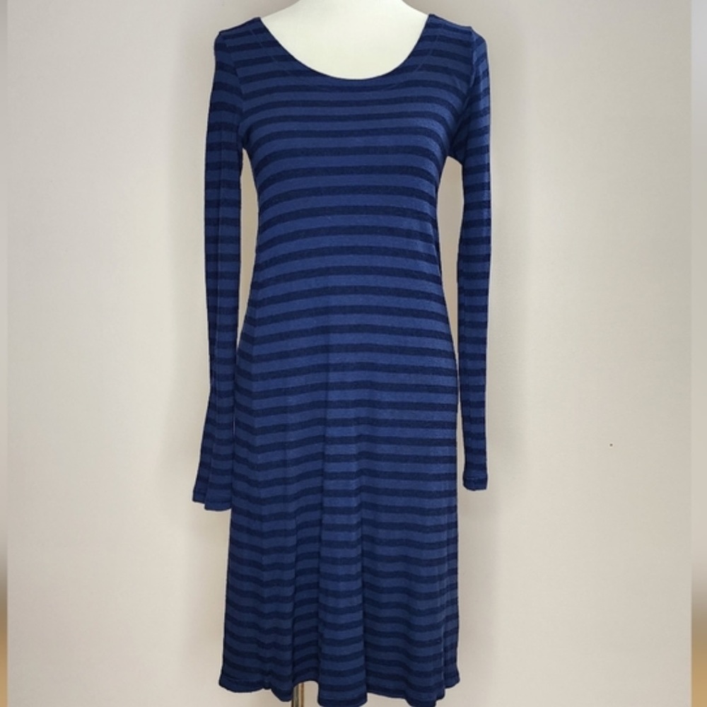 Velvet by Graham & Spencer blue and black striped midi dress